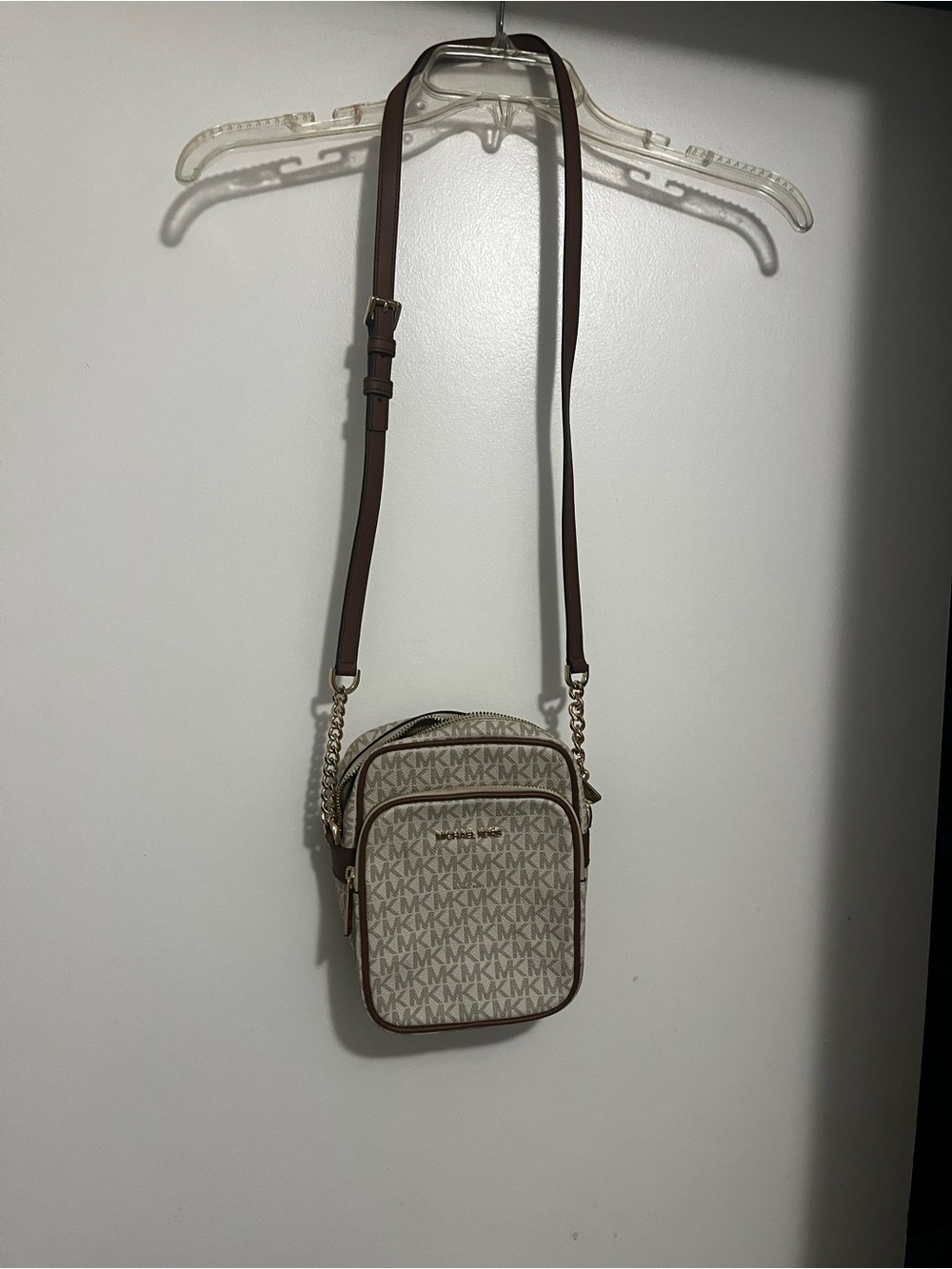 Brand New Michael Kors Beige and Brown MK Logo Crossbody Bag